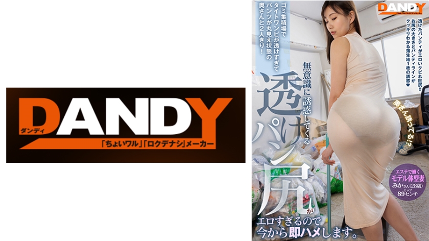 104DANDY-875B ゴミ集積場でタイトワンピが透けすぎてパンツが丸見え狀態の奧さんと2人きり！無意識に誘